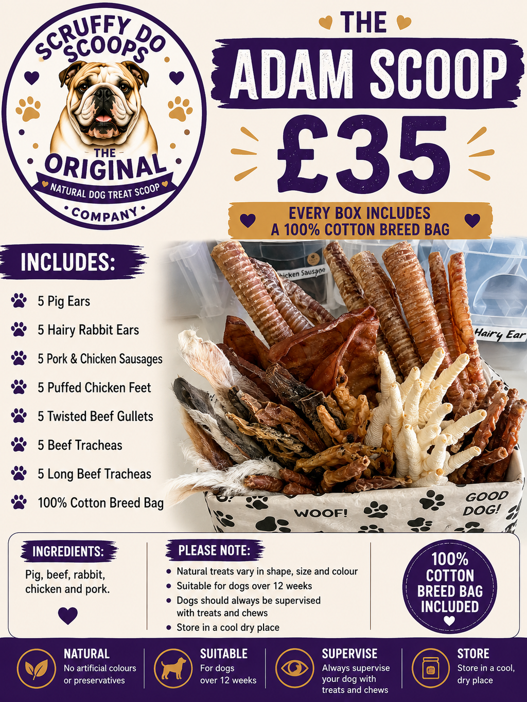 THE ADAM SCOOP - Scruffy Dog Scoops –  Natural Dog Treat Selection