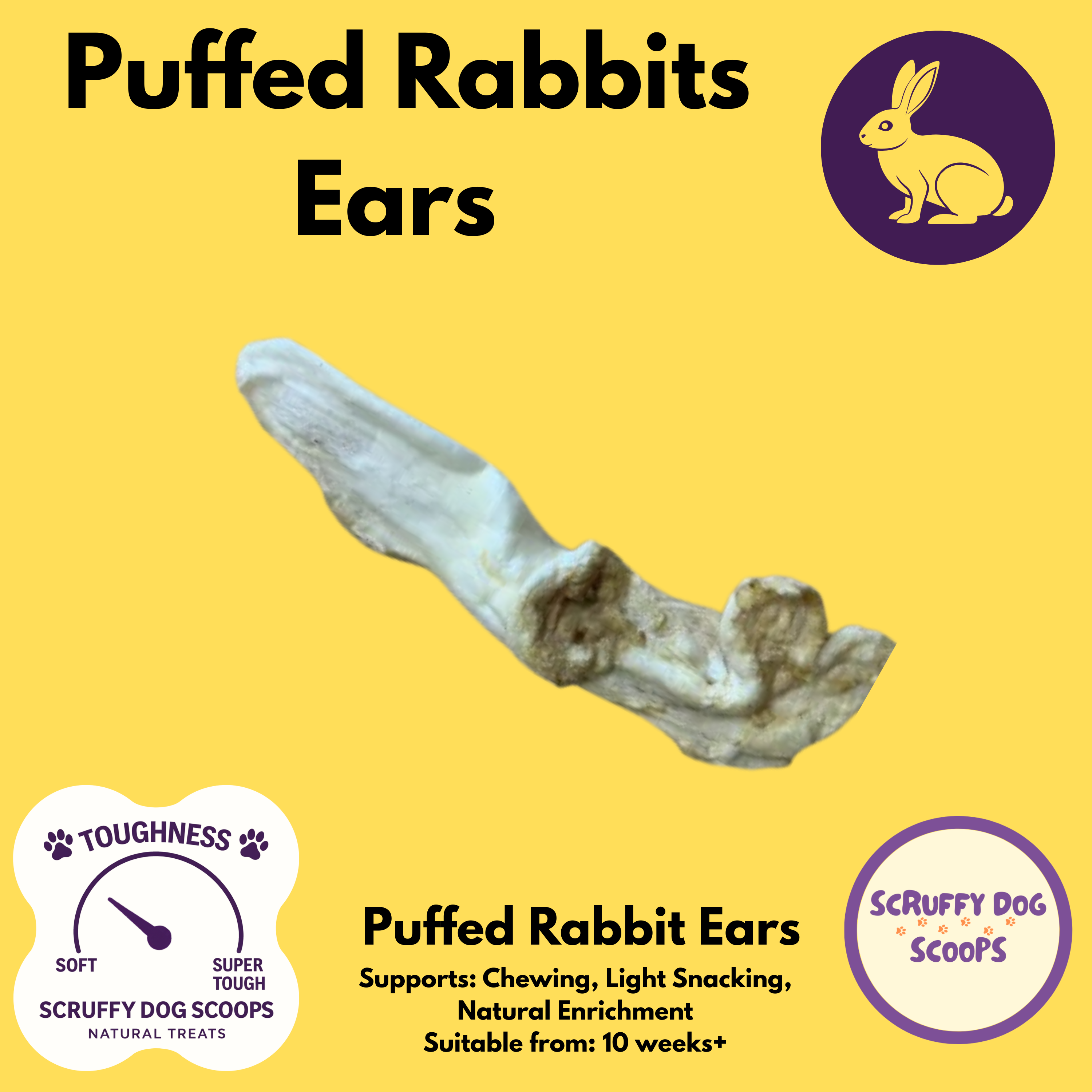 Pick & Mix Natural Dog Treats | Choose Your Favourite Chews - Puffed Rabbit Ears for Dogs (5 Pack) (Copy)