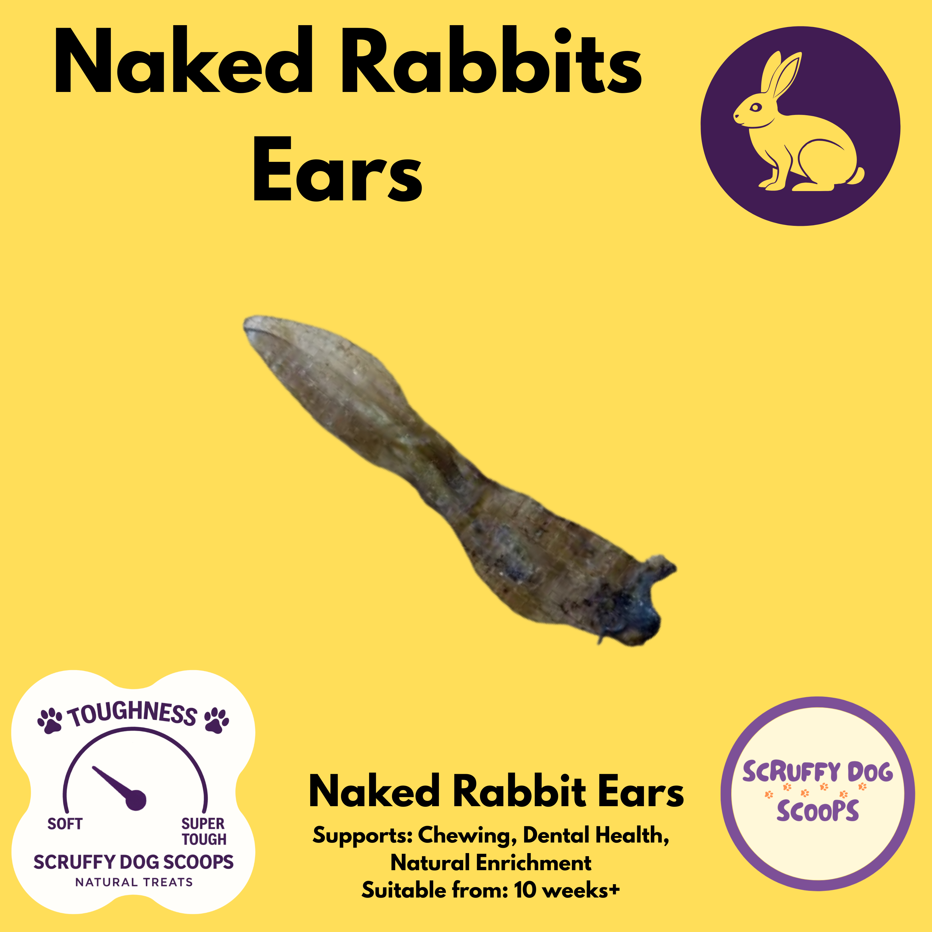 Pick & Mix Natural Dog Treats | Choose Your Favourite Chews - Naked Rabbit Ears for Dogs (5 Pack)