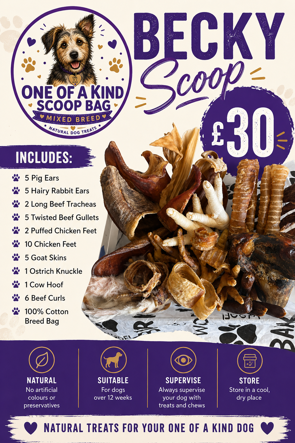 THE Becky's SCOOP - Scruffy Dog Scoops –  Natural Dog Treat Selection £30