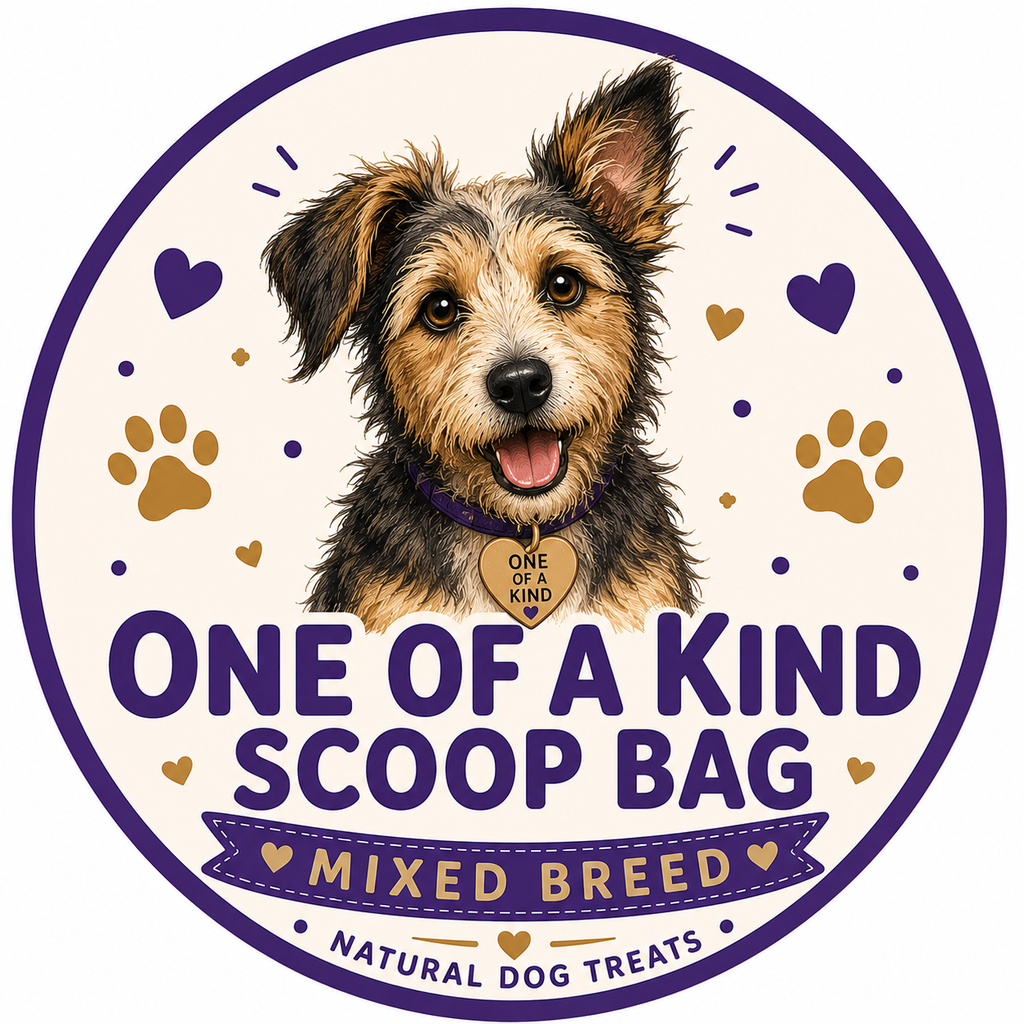 4 X REWARD MIX  & PERSONALISED BREED TREAT BAG  - Scruffy Dog Scoops –  Natural Dog Treat