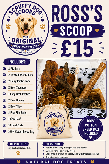 THE ROSS SCOOP - Scruffy Dog Scoops –  Natural Dog Treat Selection £15