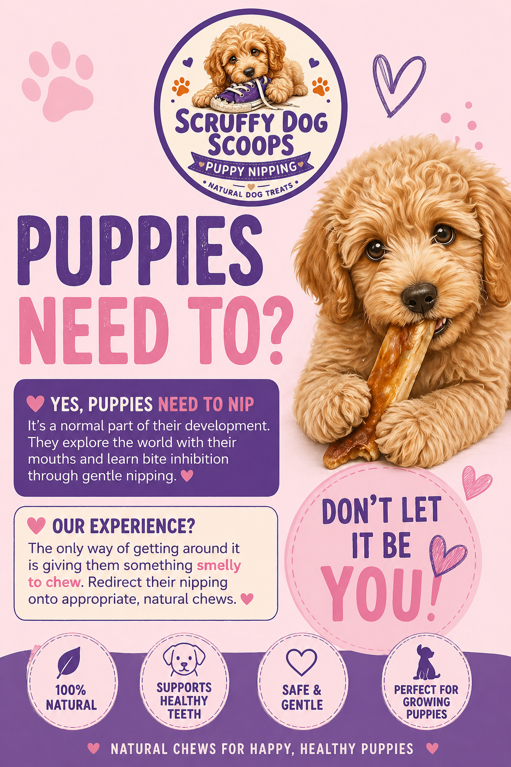 Scruffy Dog Scoops – Puppy Teething & Nipping Natural Dog Treat Bag