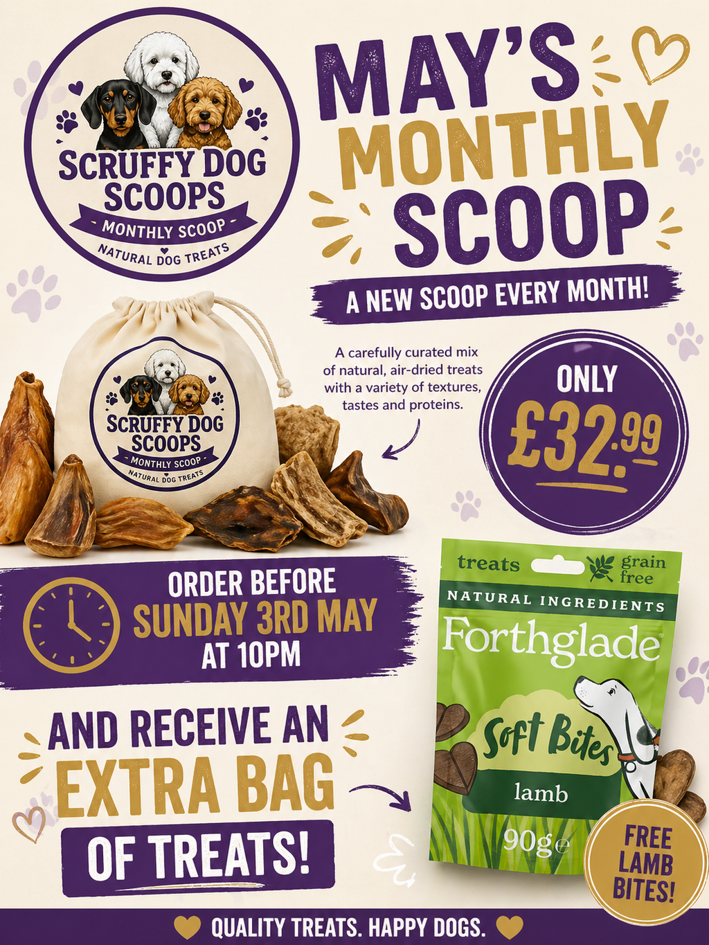 Monthly Dog Treat Scoop Bag | Natural Dog Treat Scoop | Dog Treat Box UK